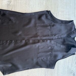 Black Sleeveless Button-Up Blouse
